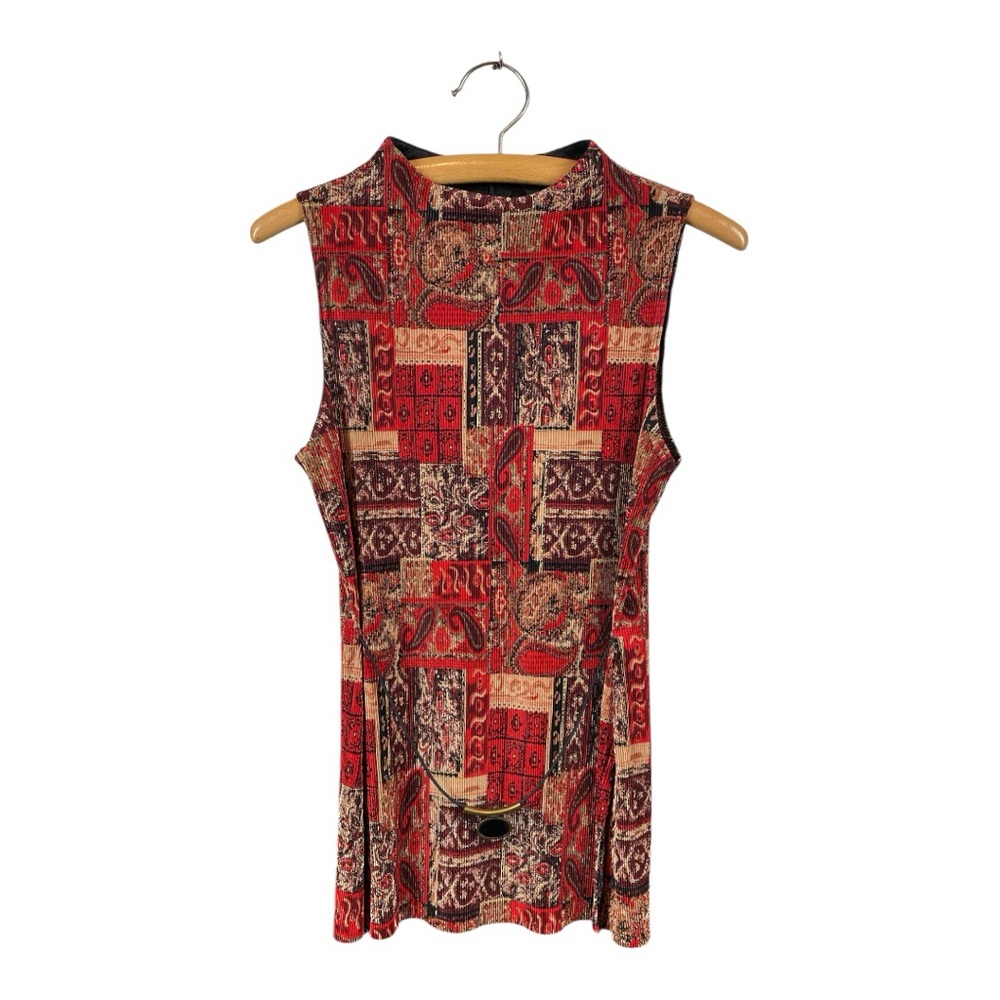 Connected Apparel Womans Patchwork Sleeveless Top Size M Corporate Old Money